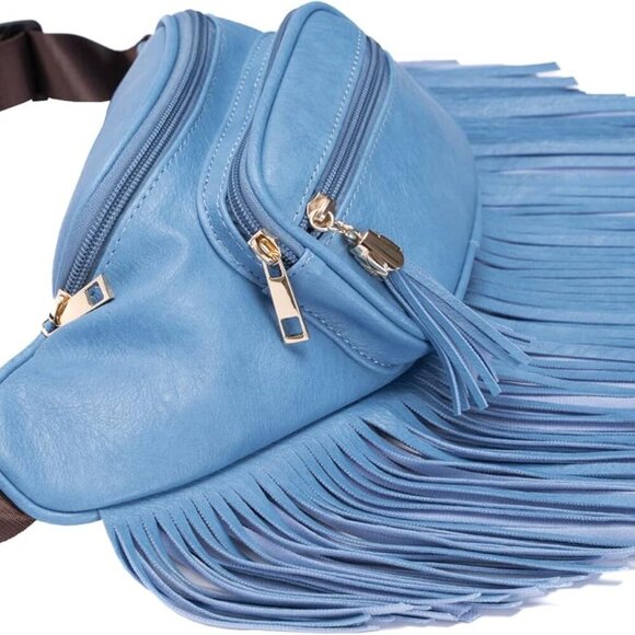 Fringe Waist bag for women with Multi Zipper Pockets - Picture 2 of 9